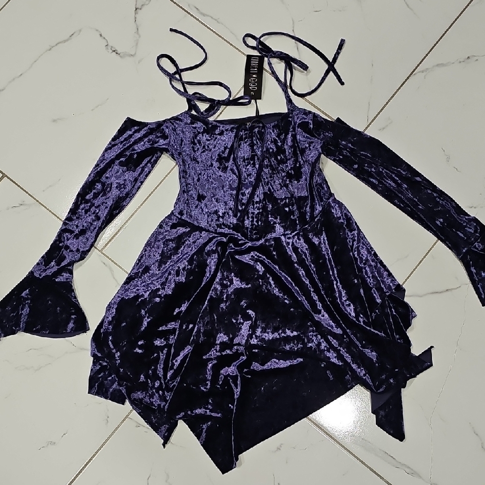 Current Mood Fairy Handkerchief Dress – Purple Velvet (Medium, NWT)